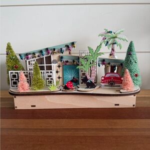 World Market 2023 Laser Cut Wood MCM House LED Christmas Carport